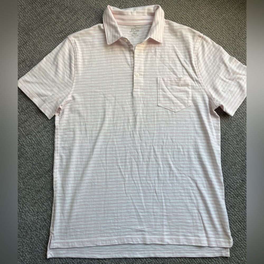 J. Crew Light Pink Striped Polo Shirt